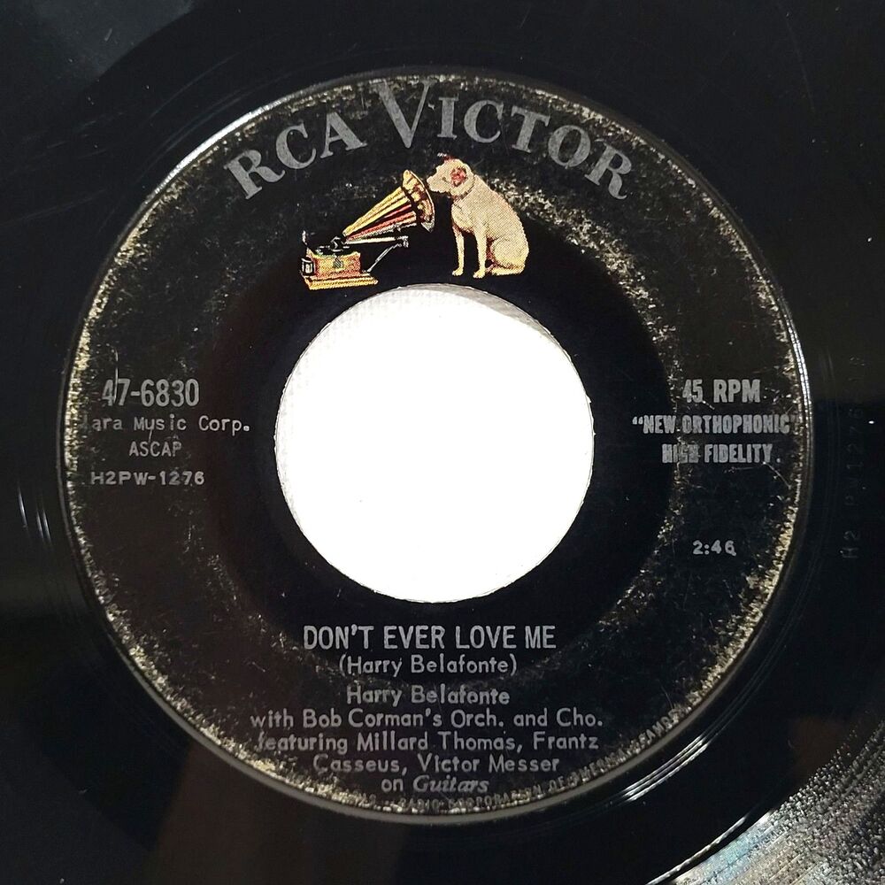 Harry Belafonte 45rpm - Don't Ever Love Me / Mama Look A Boo Boo VG- Pop '57